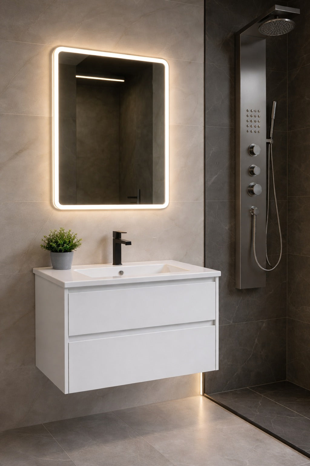 Komoda 80x47cm  pasqyre Led 80x70cm